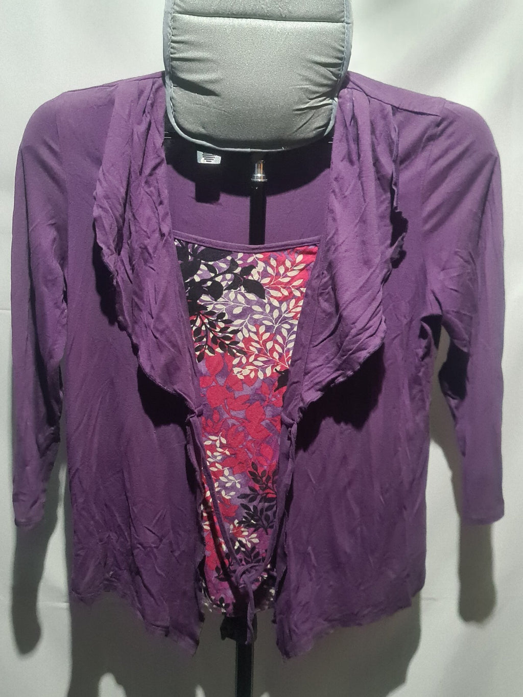 Purple floral inset cardigan top