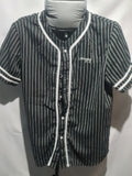 Shein black striped button-front top