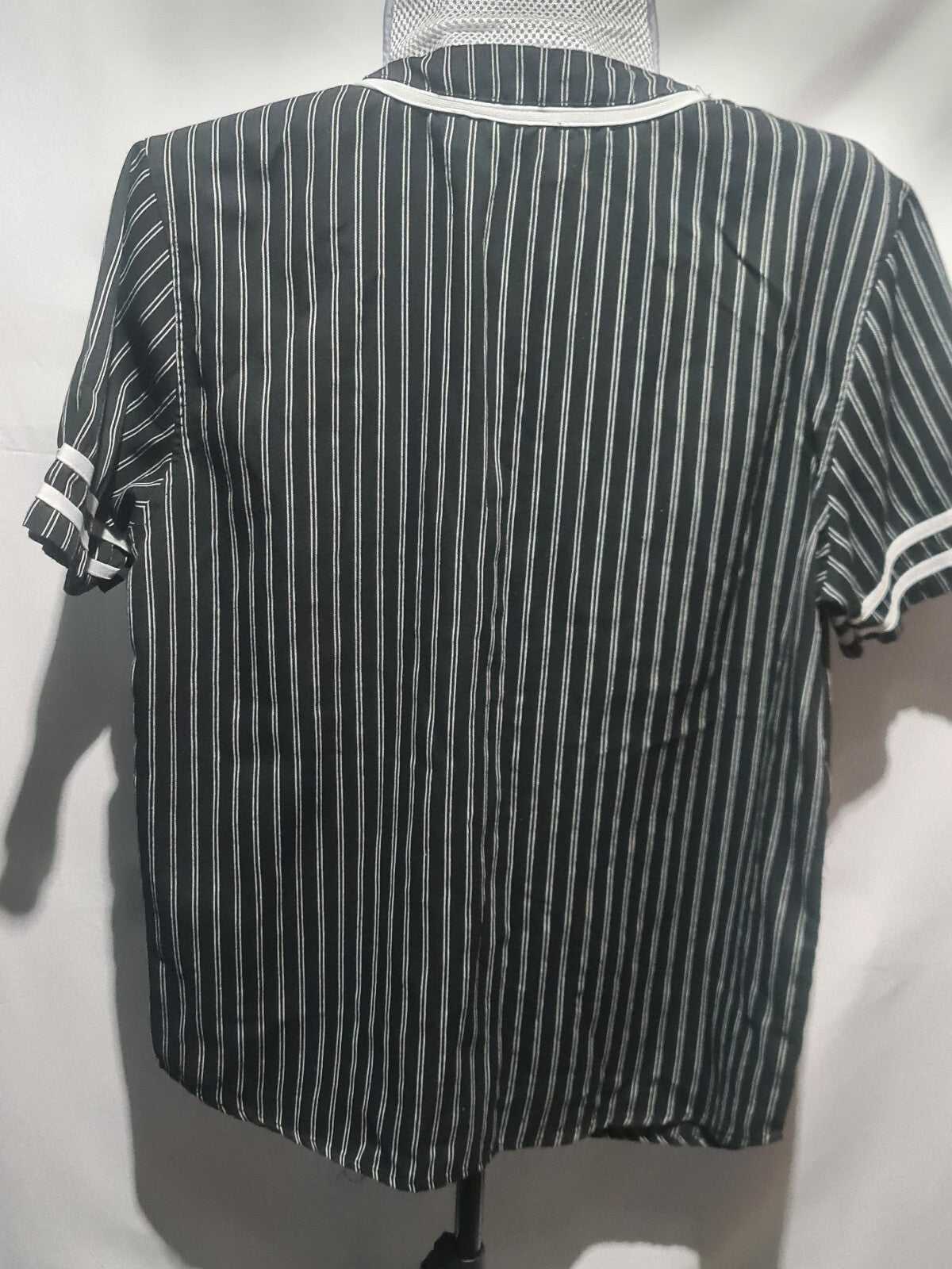 Shein black striped button-front top