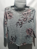 Gray floral long sleeve top