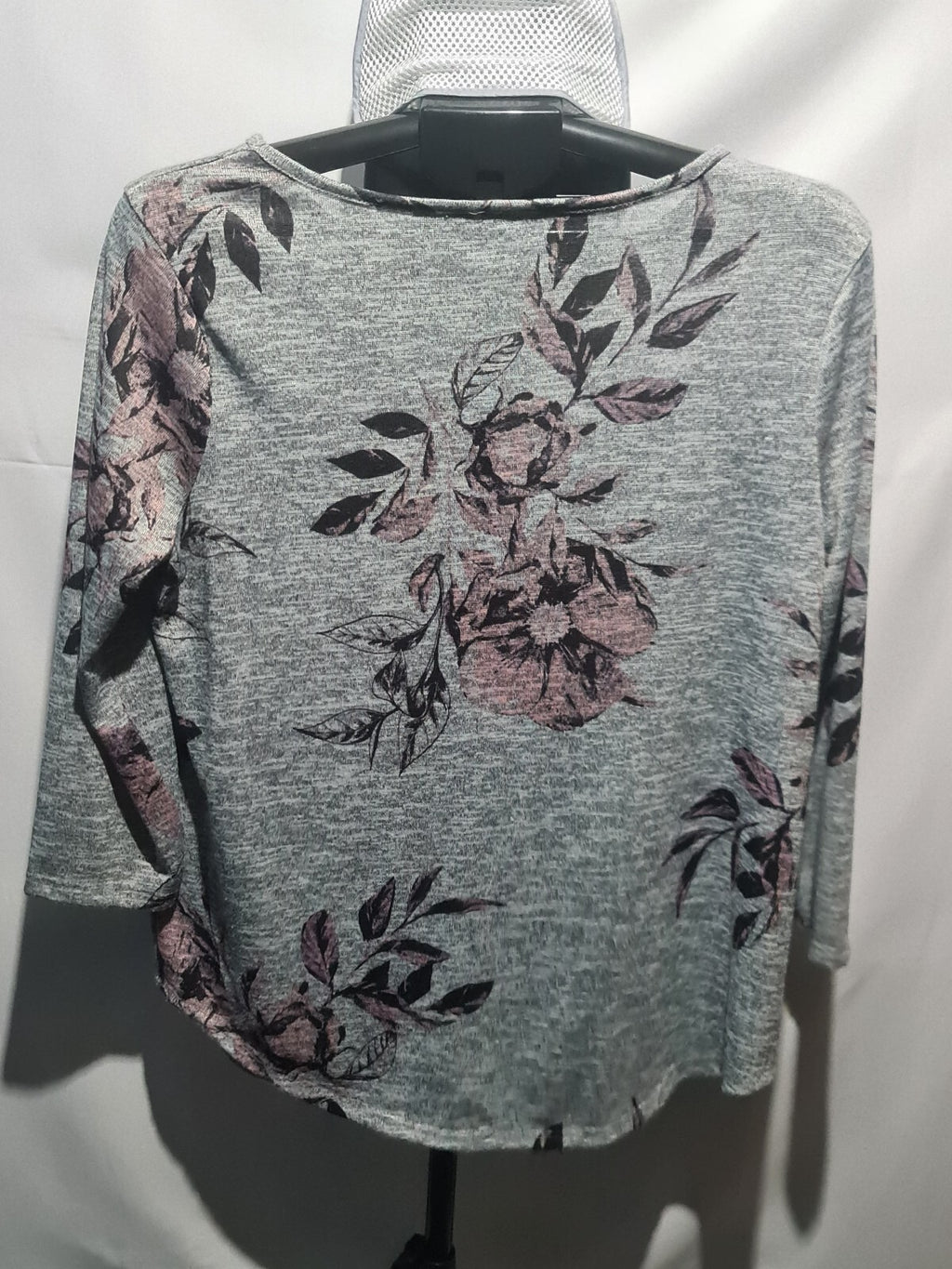 Gray floral long sleeve top