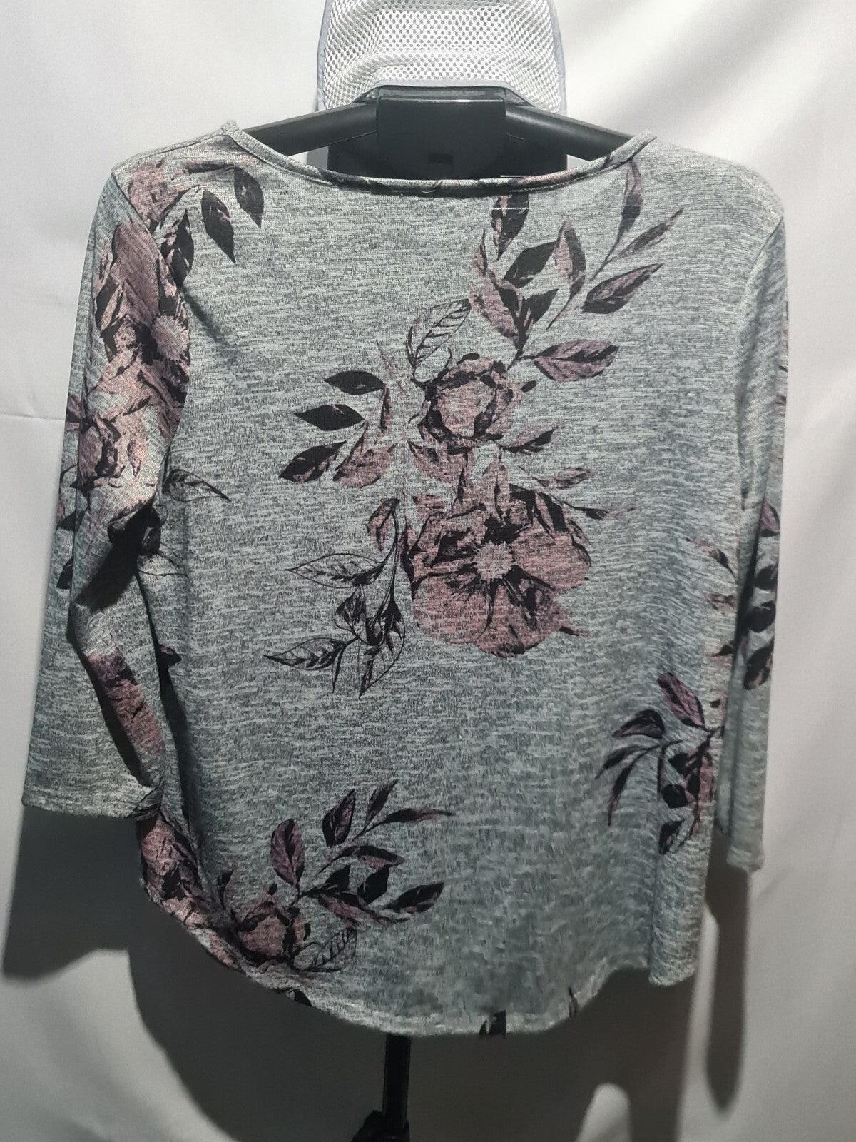 Gray floral long sleeve top