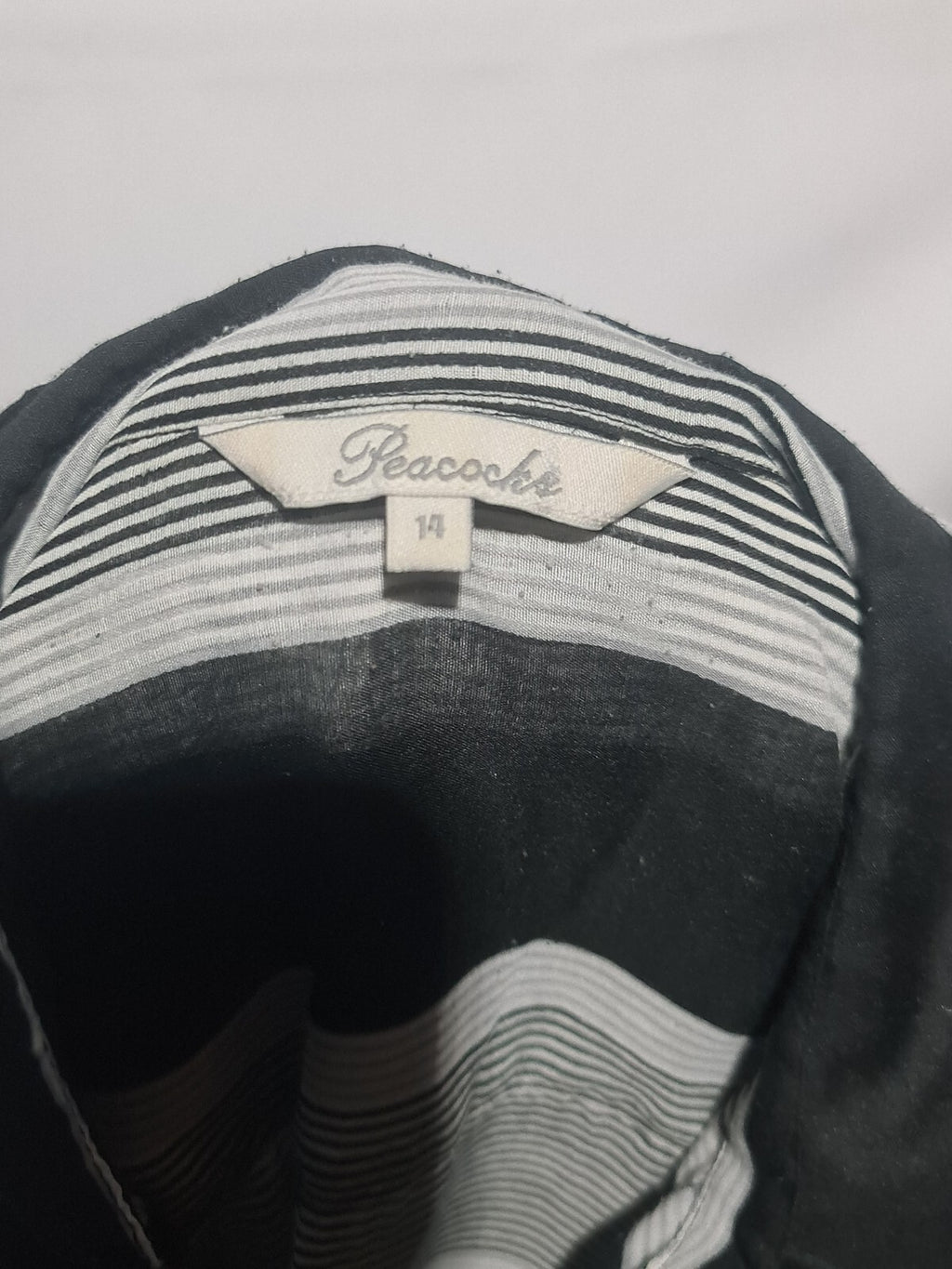 Peacocks black gray striped blouse