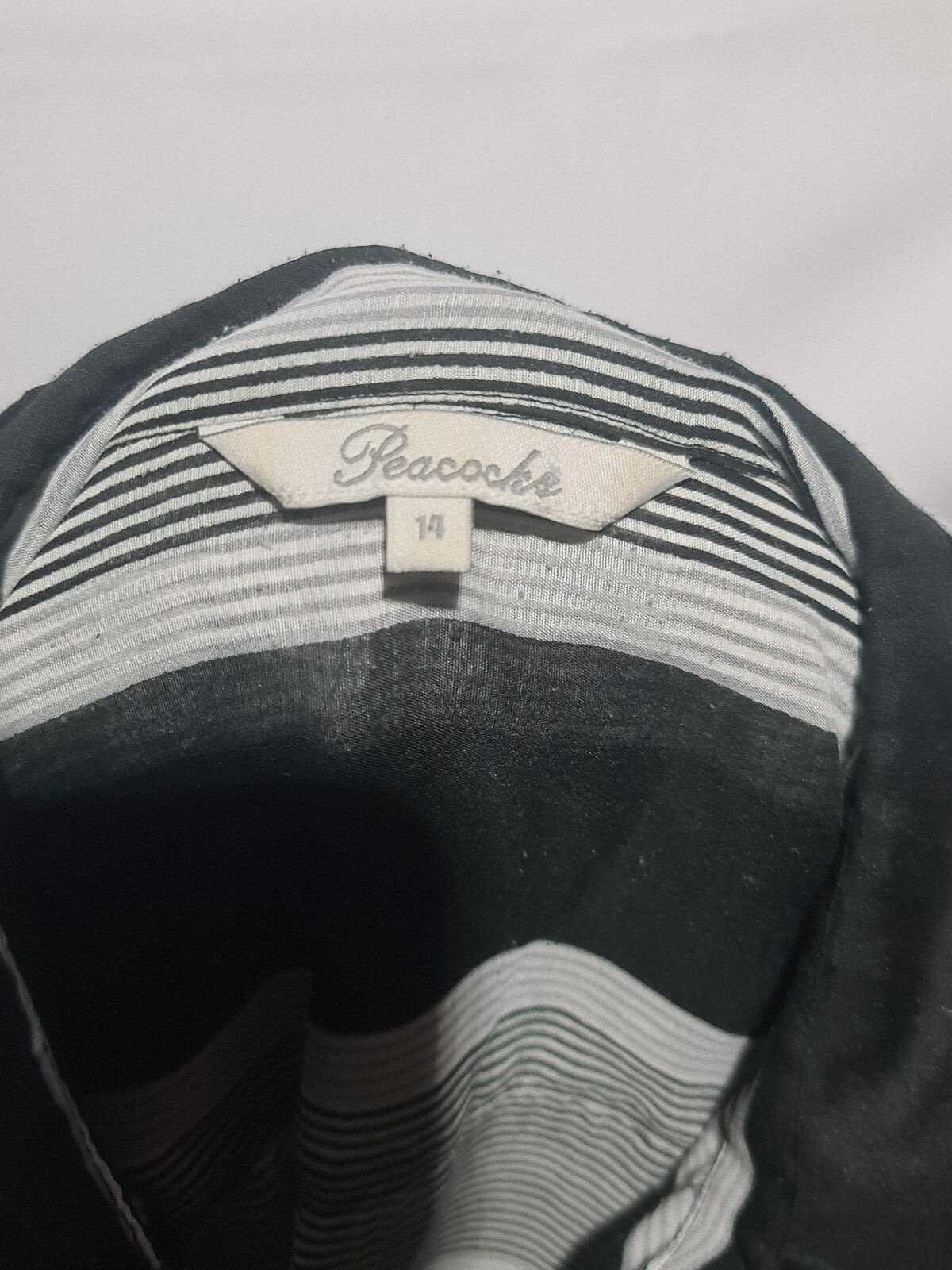 Peacocks black gray striped blouse
