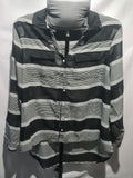Peacocks black gray striped blouse