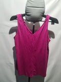 George fuchsia sleeveless button front top