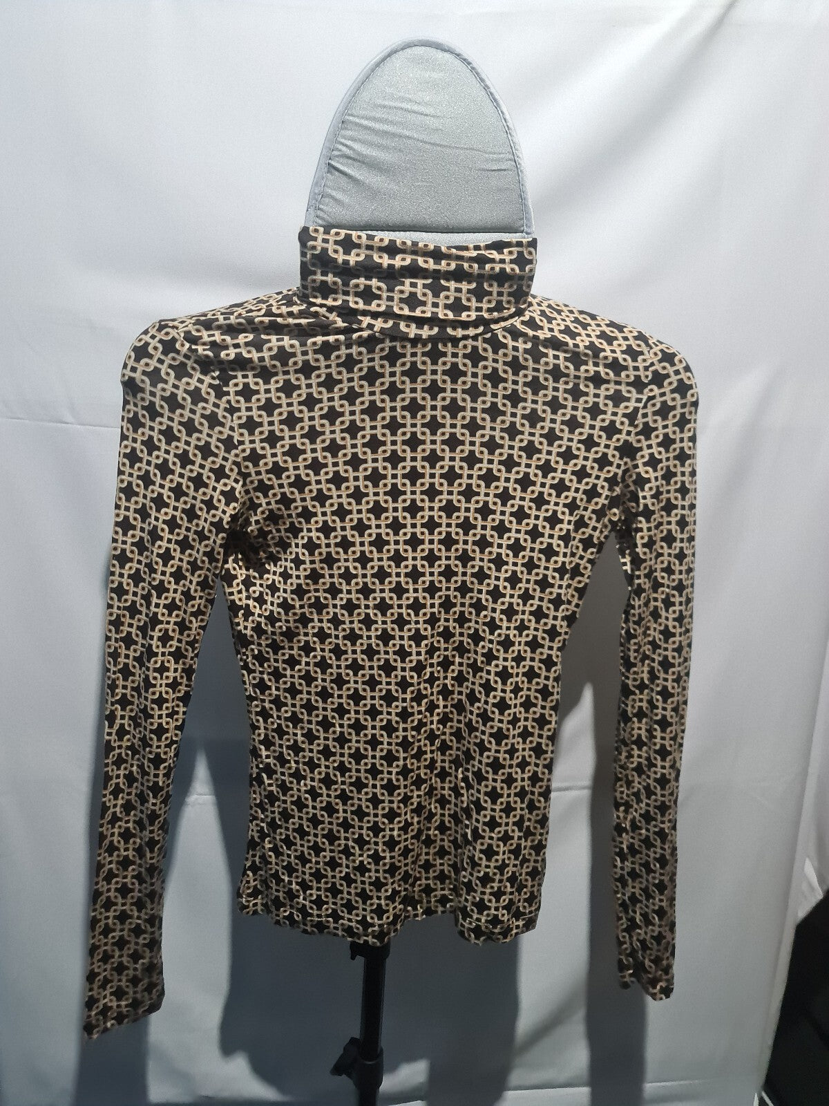 Wallis beige geometric roll neck top