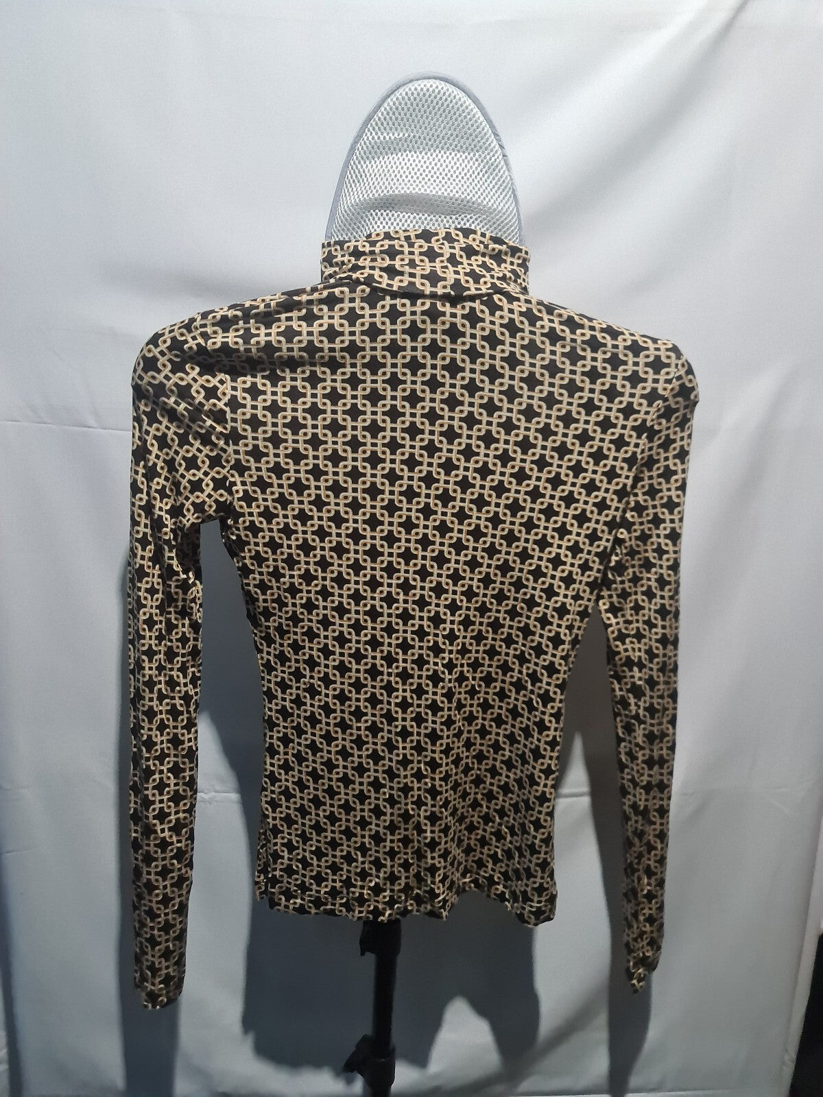 Wallis beige geometric roll neck top