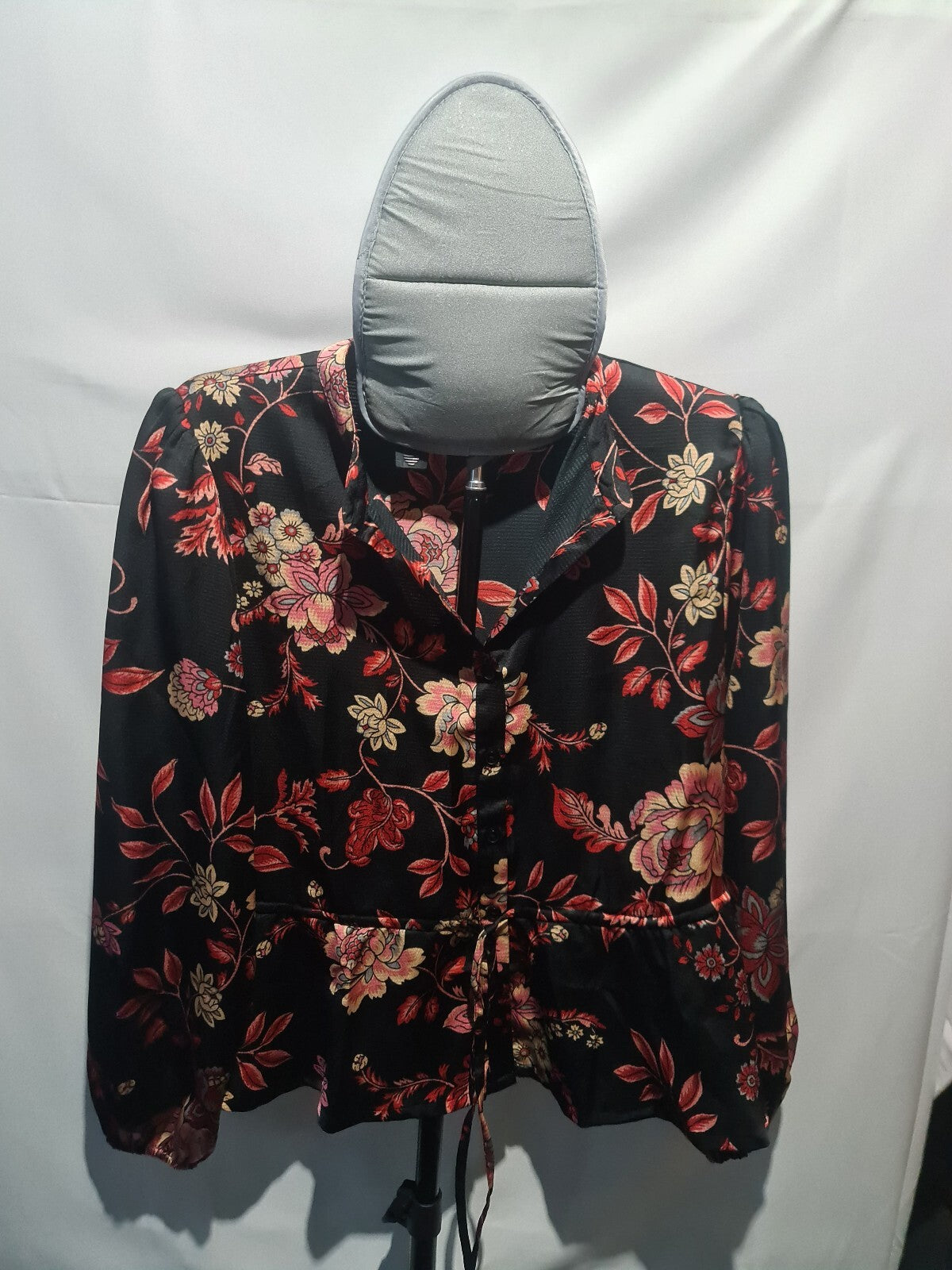 Black floral long sleeve blouse
