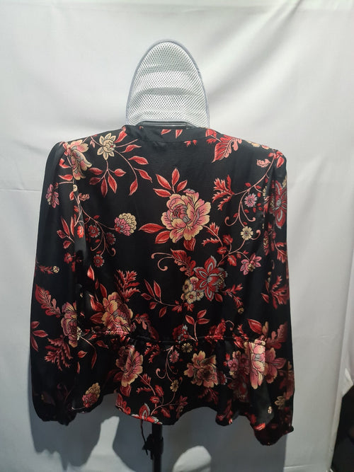 Black floral long sleeve blouse