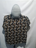 Black zebra print short sleeve top