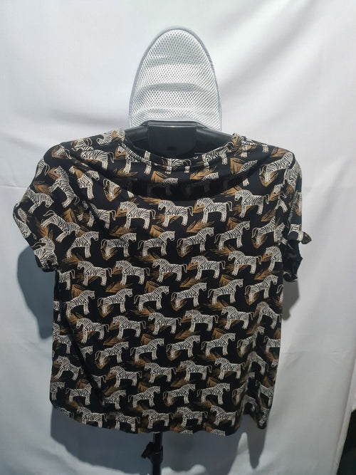 Black zebra print short sleeve top