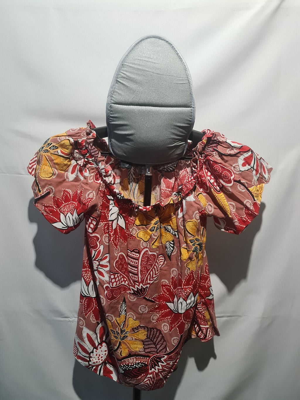 Papaya red floral short sleeve top