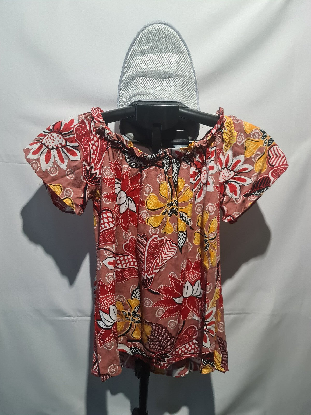Papaya red floral short sleeve top