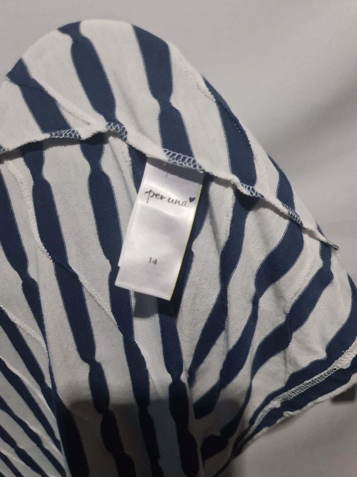 Blue and white striped short sleeve top
