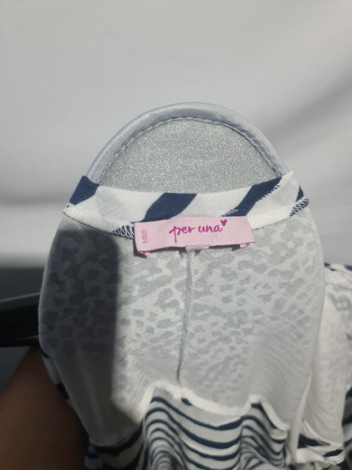 Blue and white striped short sleeve top