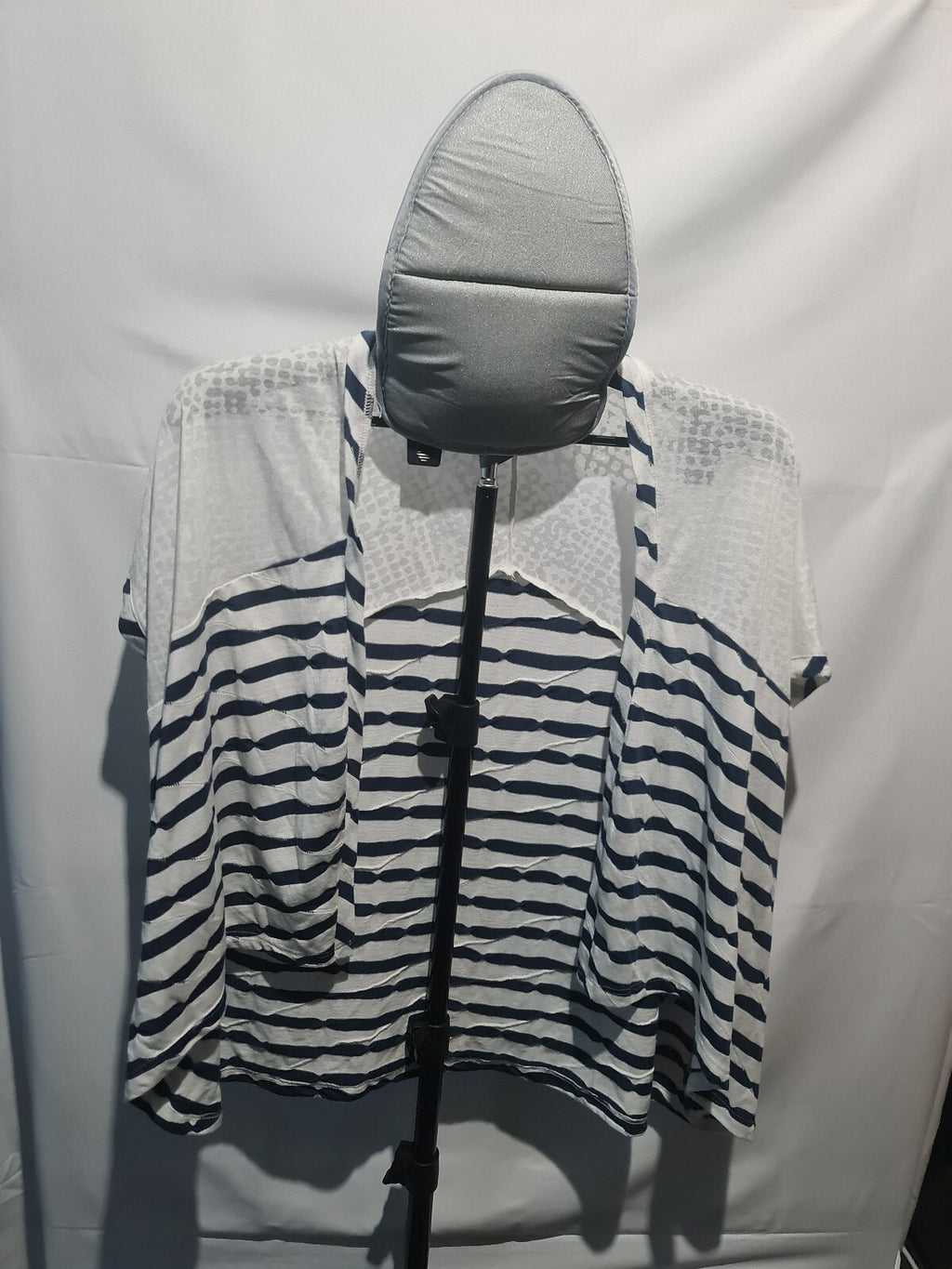 Blue and white striped short sleeve top