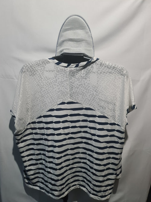 Blue and white striped short sleeve top