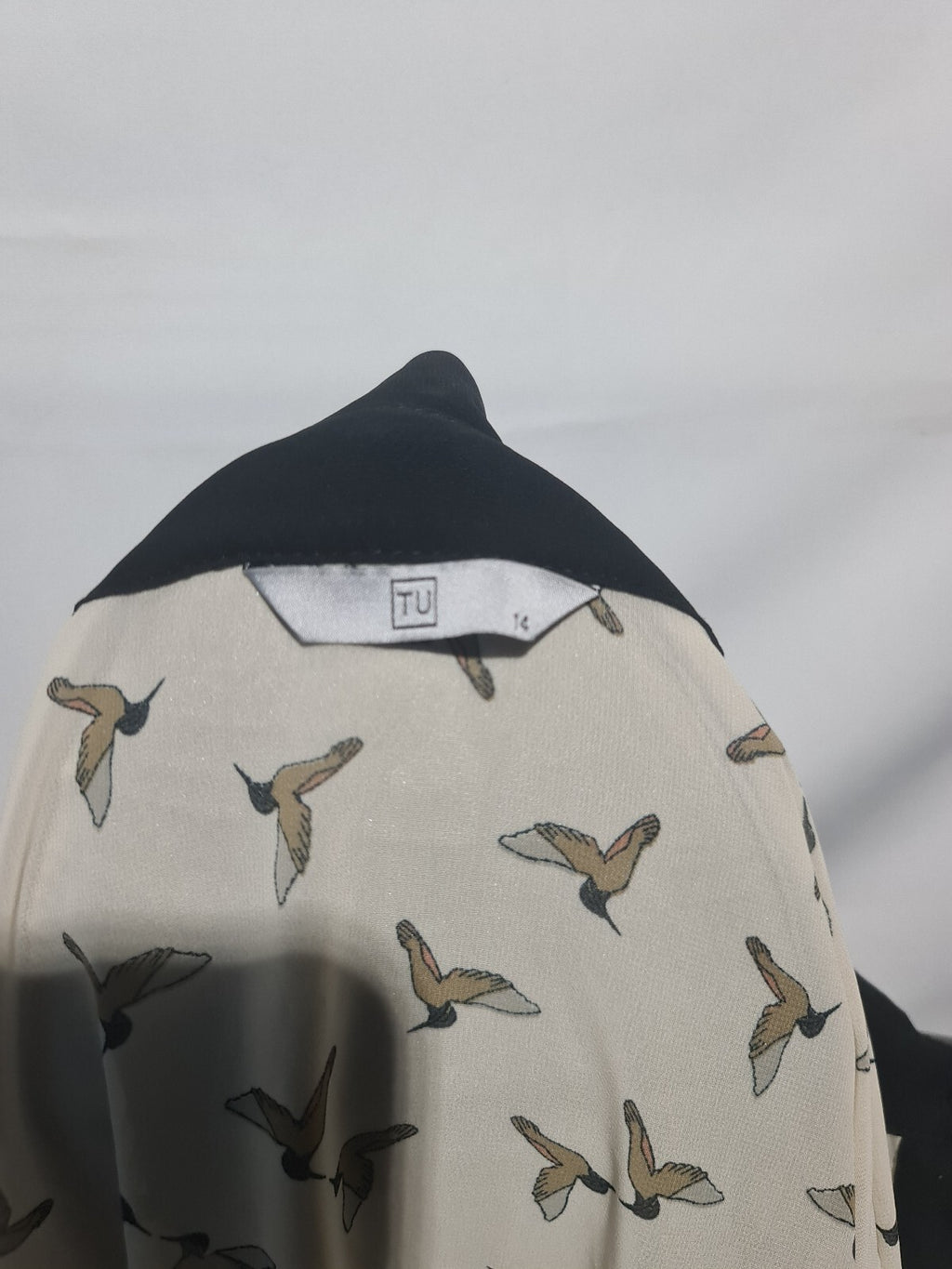 TU cream bird print blouse