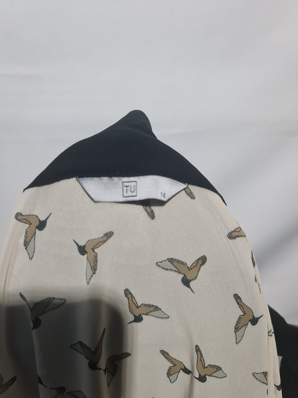 TU cream bird print blouse