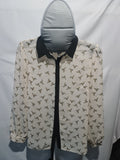 TU cream bird print blouse