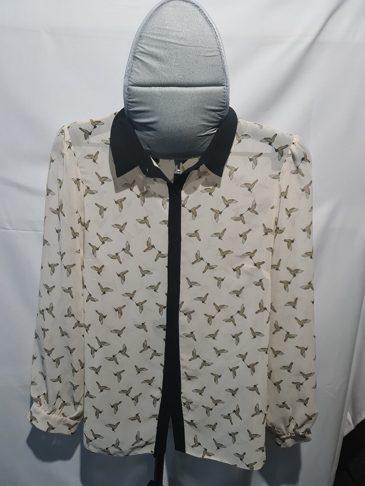 TU cream bird print blouse