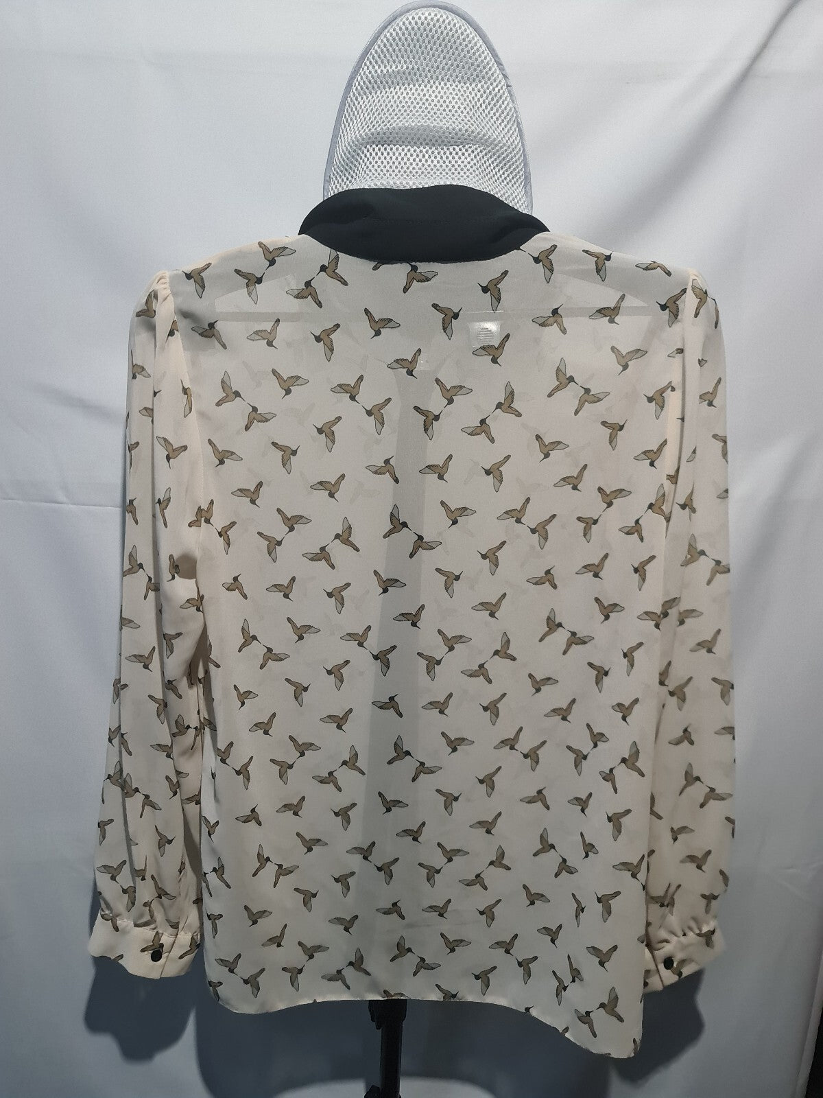 TU cream bird print blouse