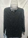 Black embellished V-neck top