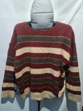 Burgundy cream striped knit sweater
