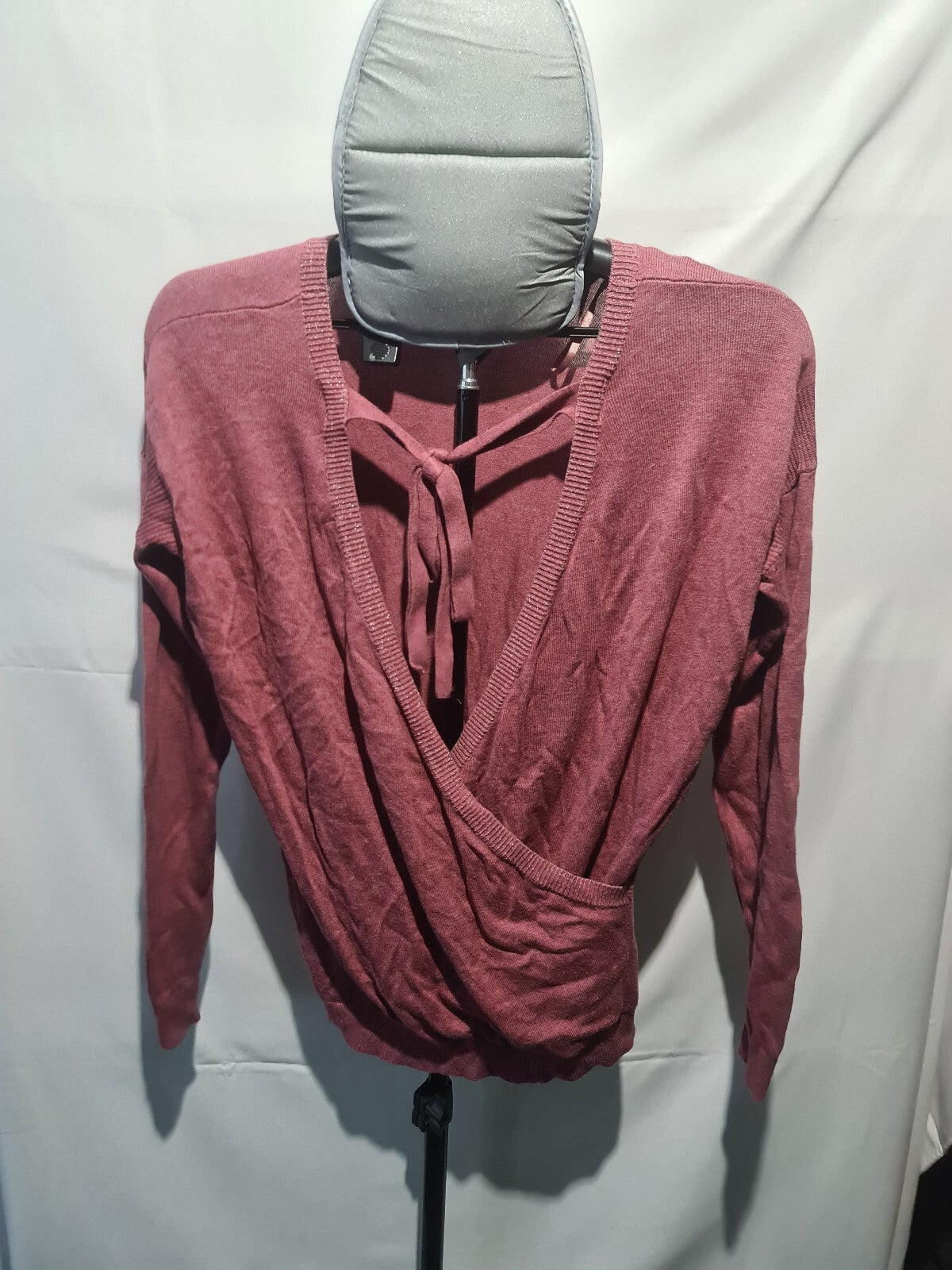 Dusty rose wrap front long sleeve top