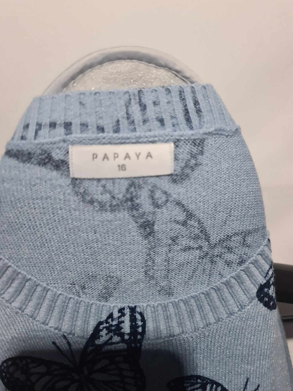 Papaya light blue butterfly sweater