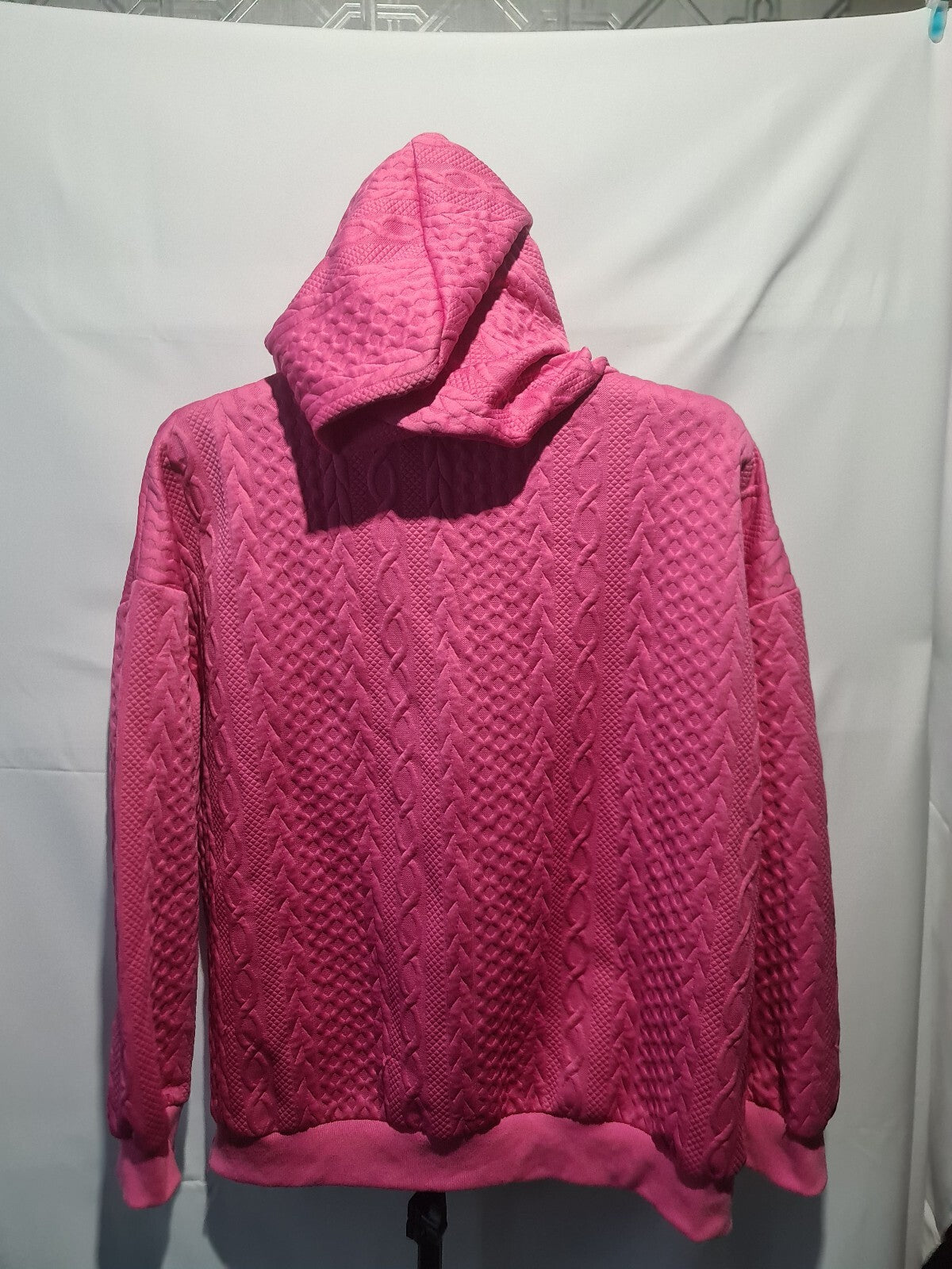 Pink textured hooded sweatshirt
