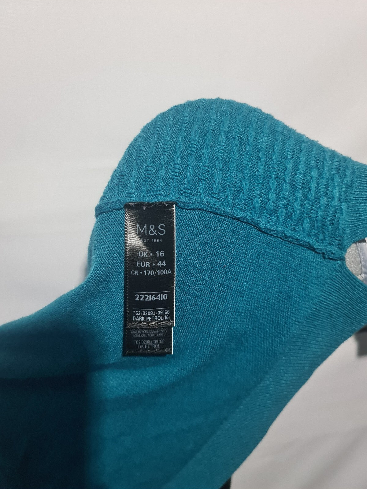 M&S teal textured long sleeve top