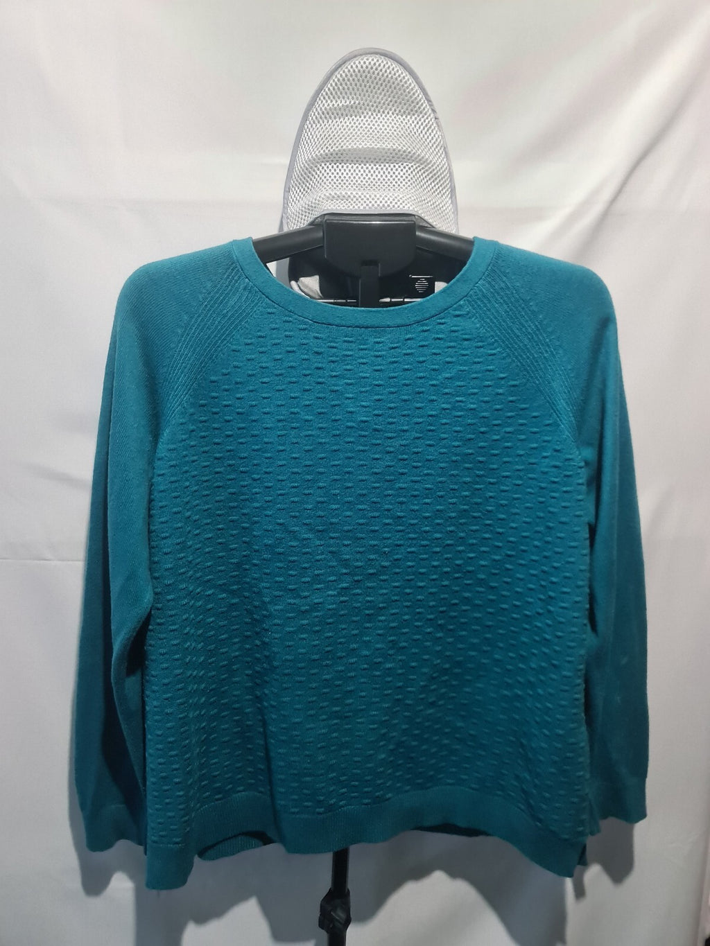 M&S teal textured long sleeve top