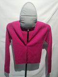 Bright pink ribbed cropped cardigan