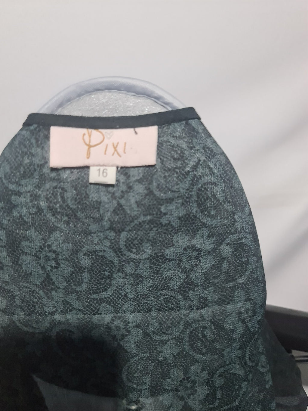 Pixi sheer dark green sleeveless blouse