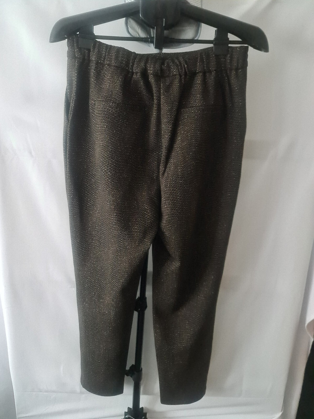 Emreco brown shimmer drawstring trousers