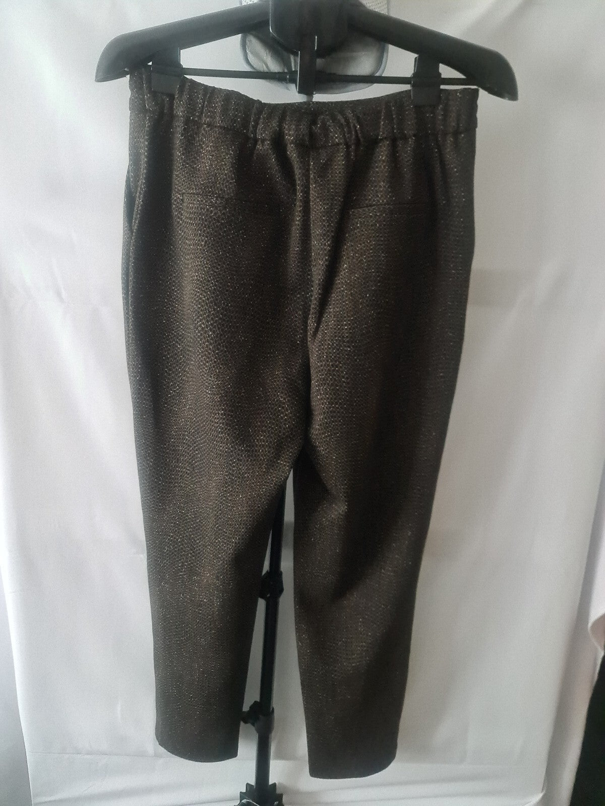 Emreco brown shimmer drawstring trousers