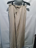 Beige crinkle wide leg trousers
