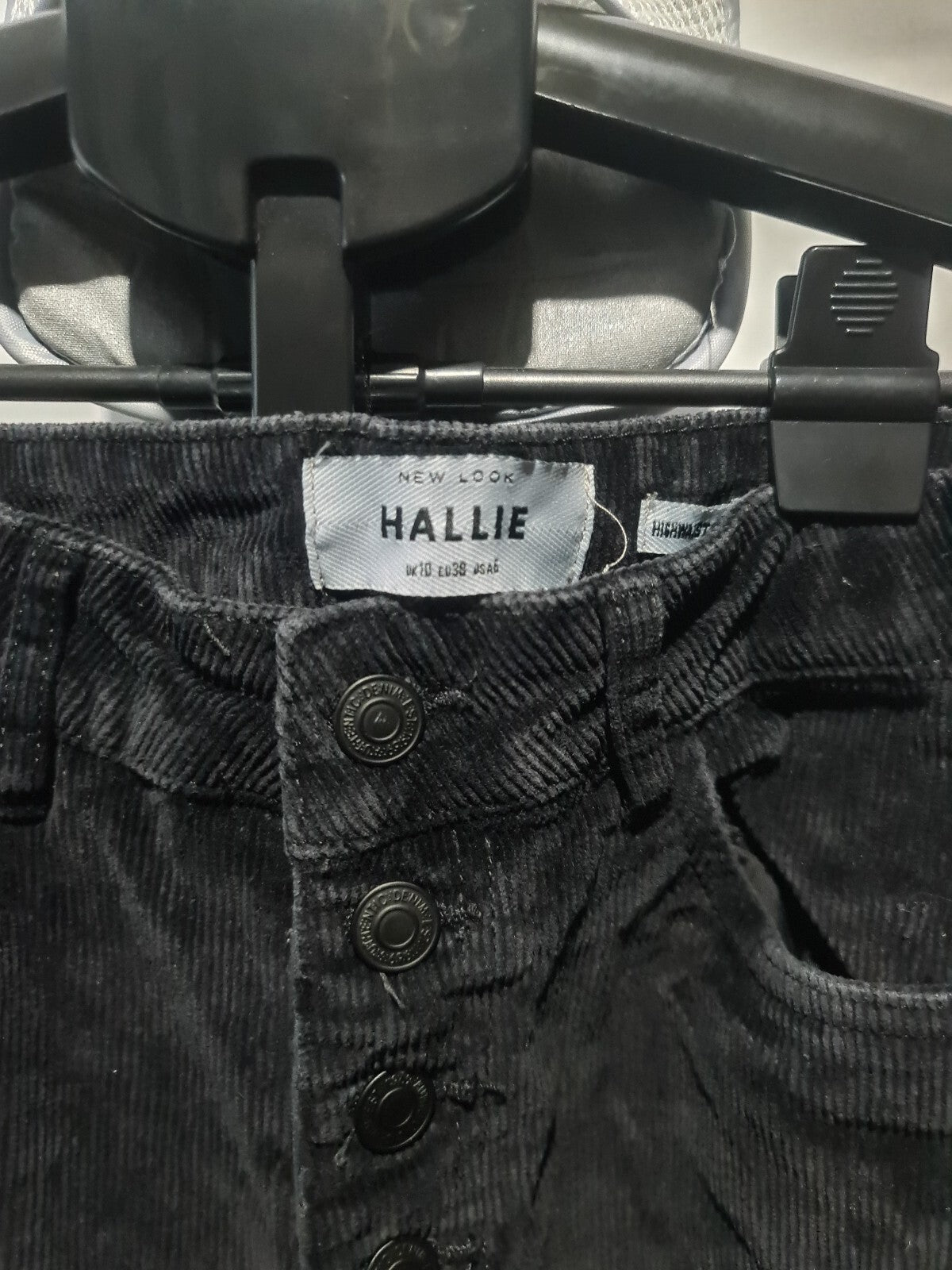 Hallie black button fly jeans