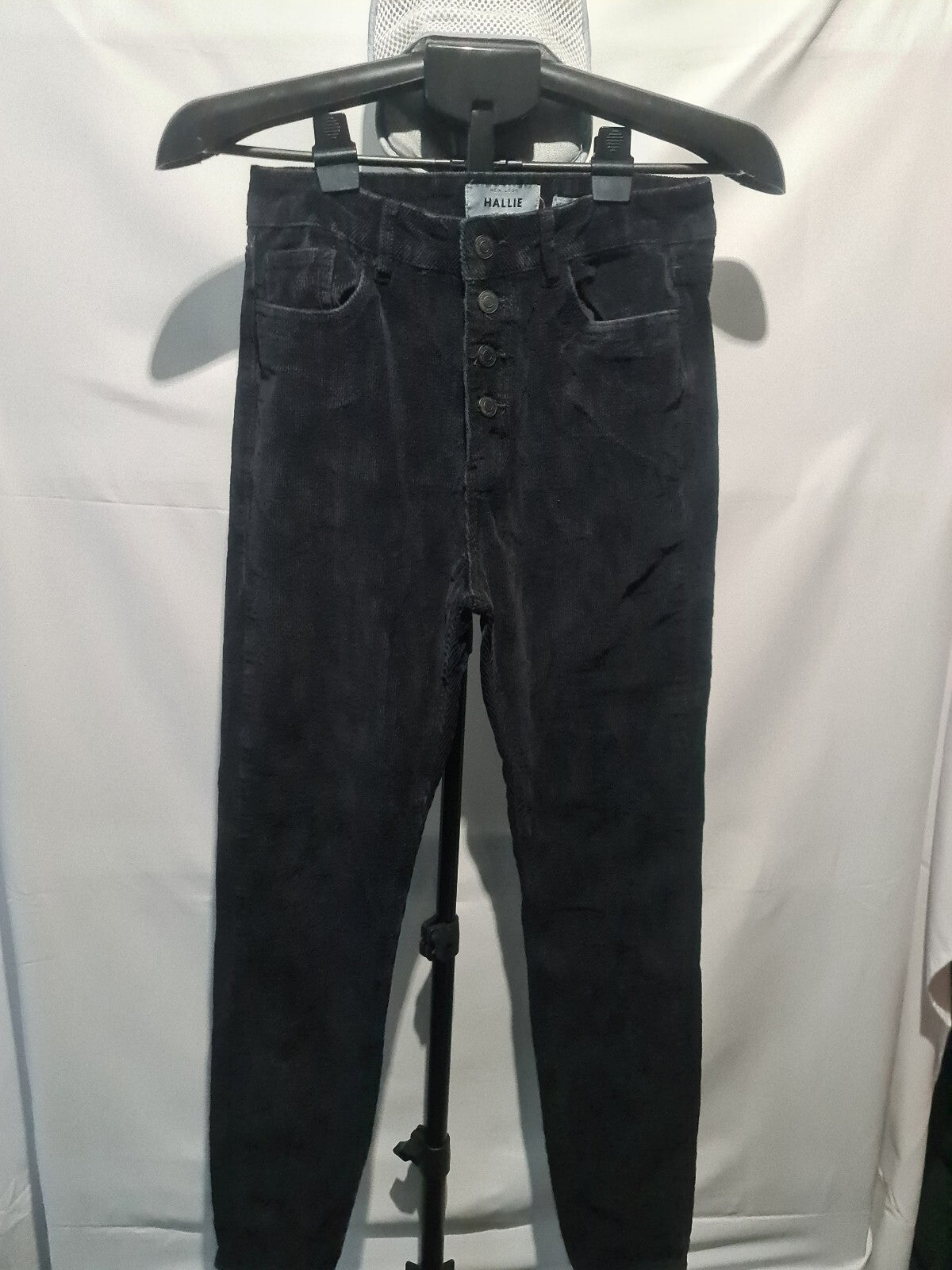Hallie black button fly jeans