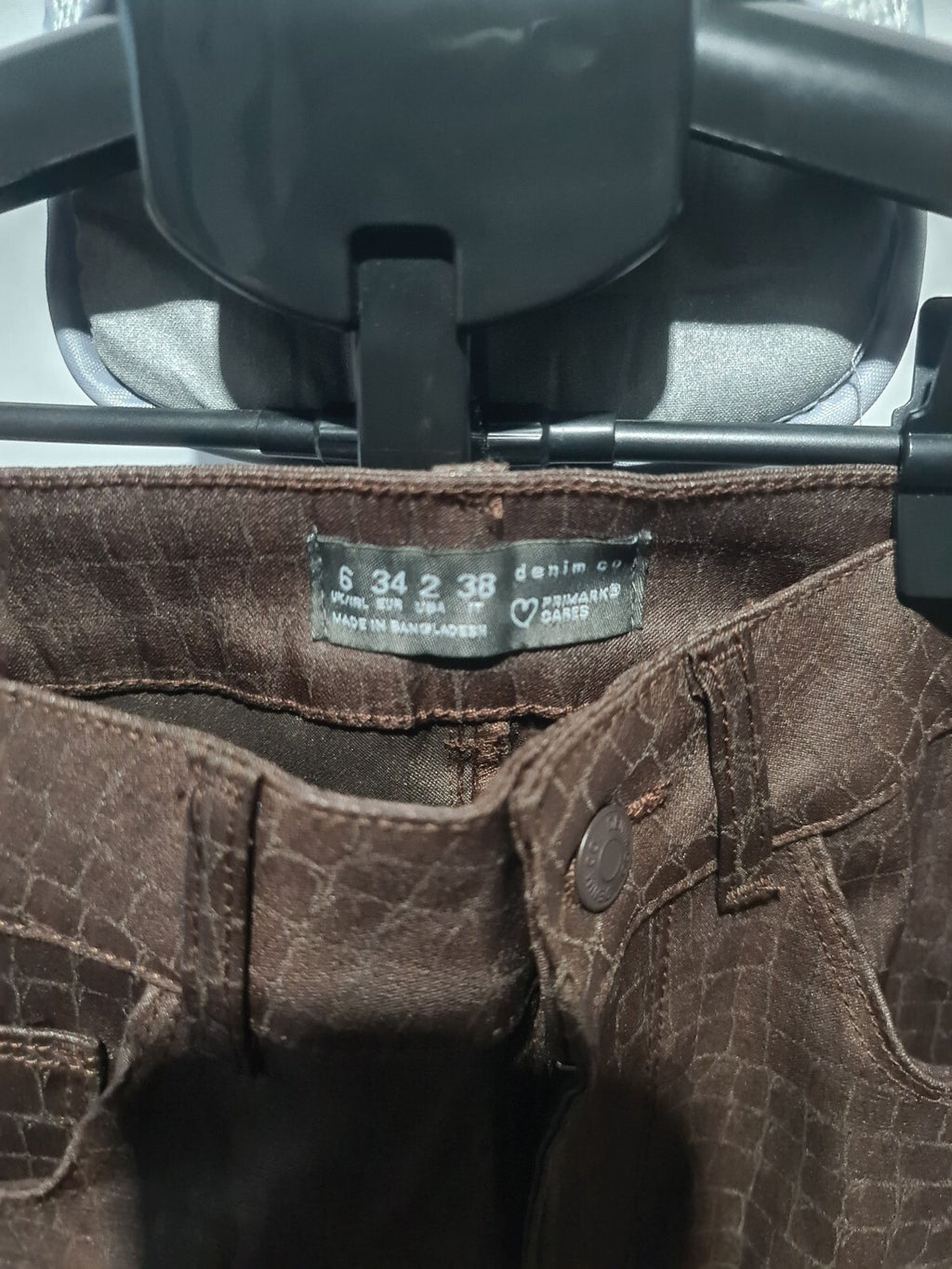 Brown croc effect trousers