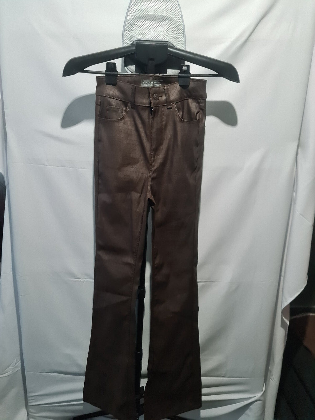 Brown croc effect trousers