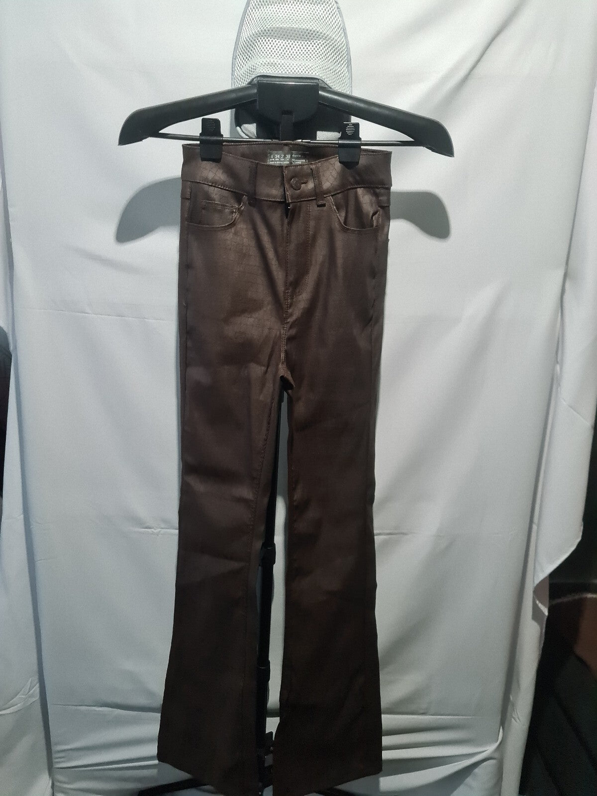 Brown croc effect trousers