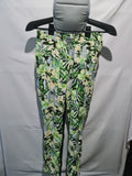 Green tropical print leggings