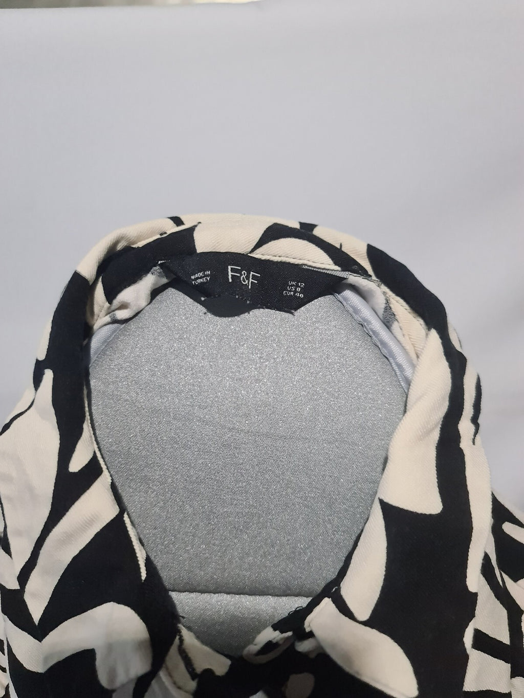 Black and white floral collared dress