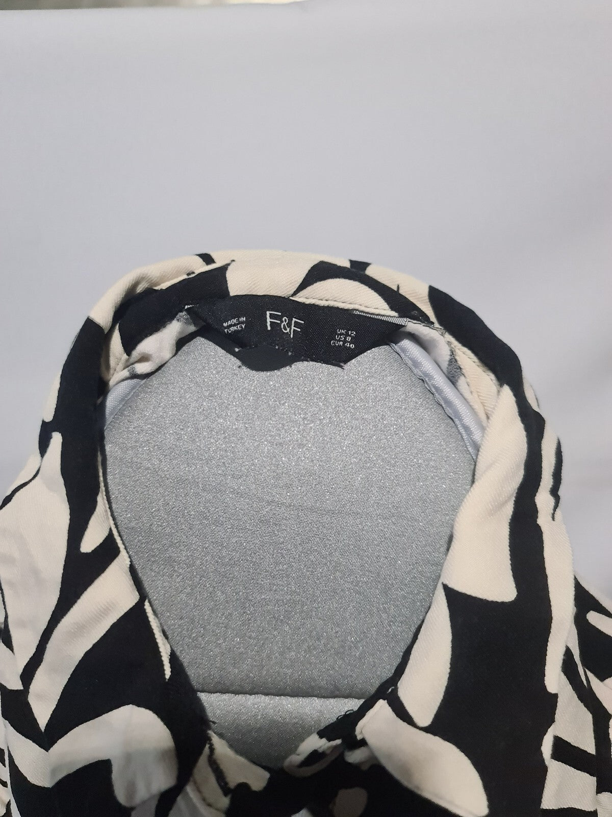 Black and white floral collared dress