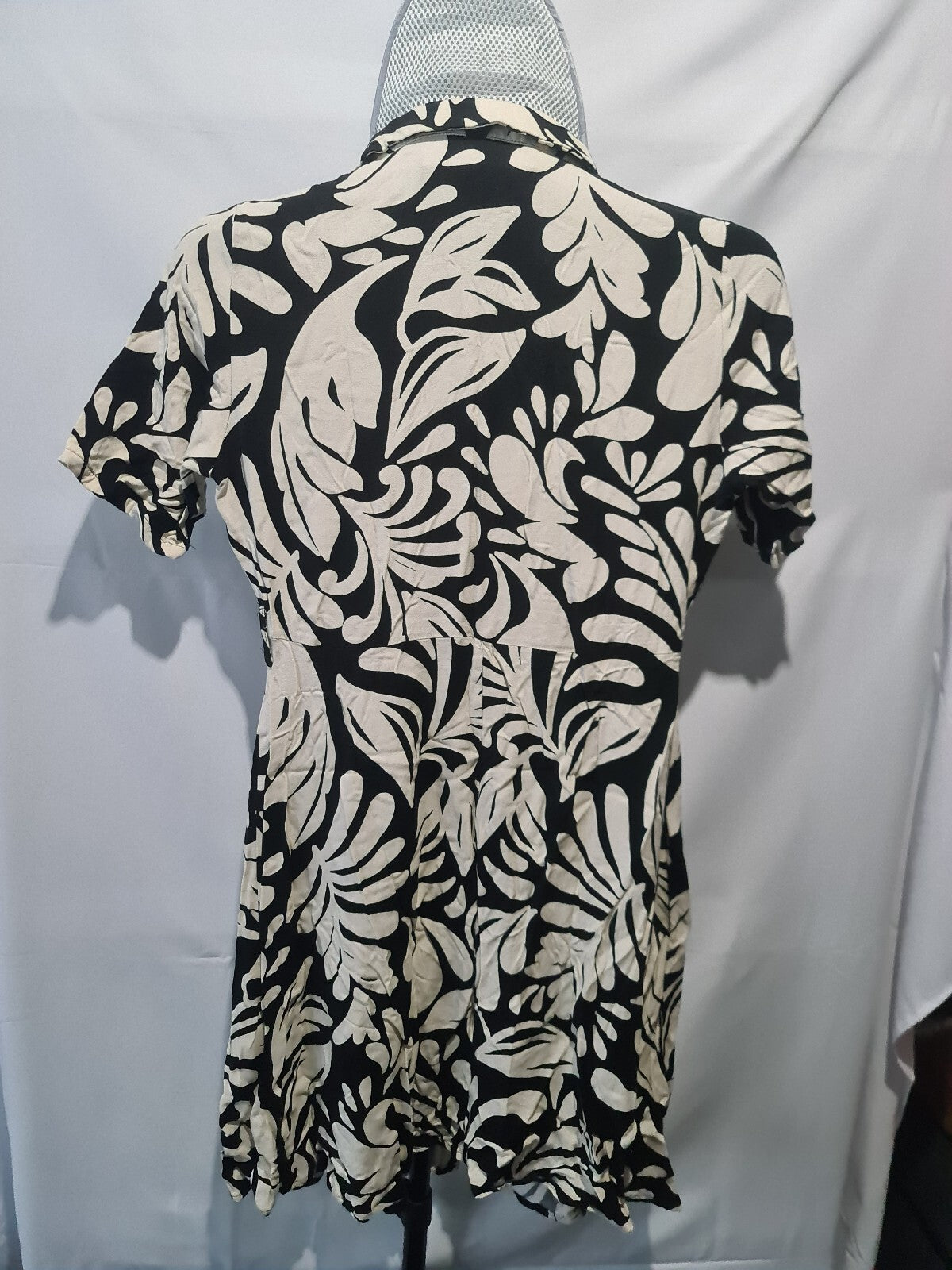 Black and white floral collared dress