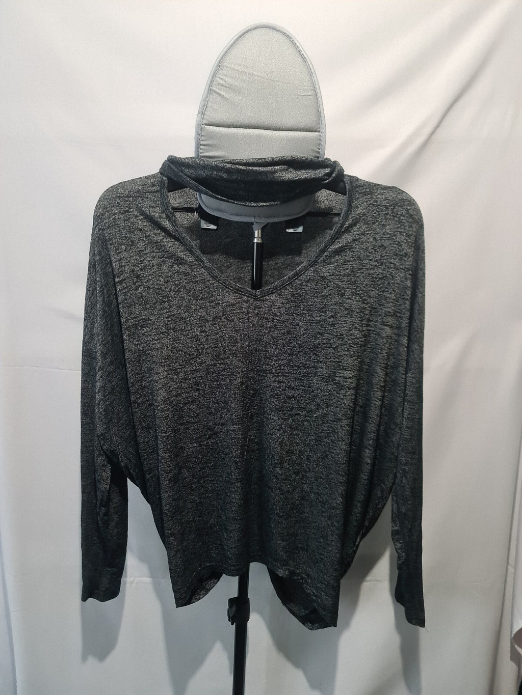 Charcoal hooded long sleeve top