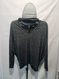 Charcoal hooded long sleeve top